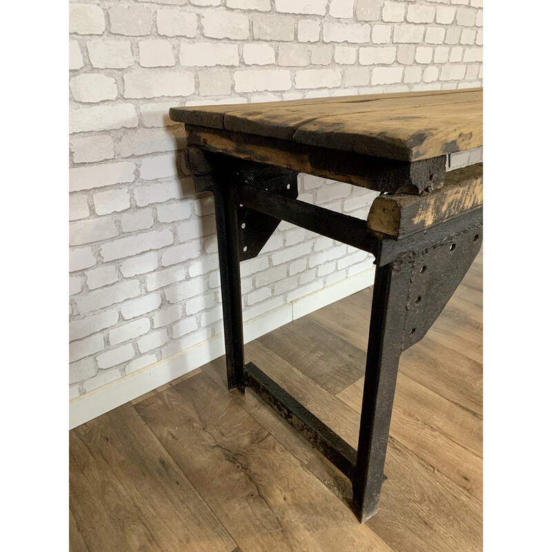 Vintage industrial console in wood and metal