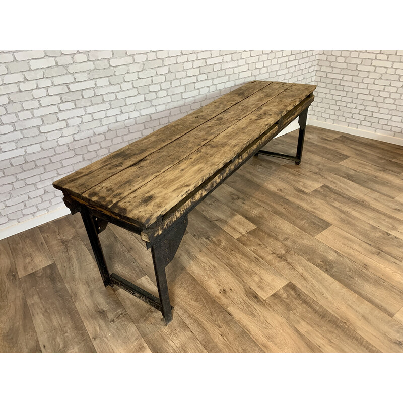 Vintage industrial console in wood and metal