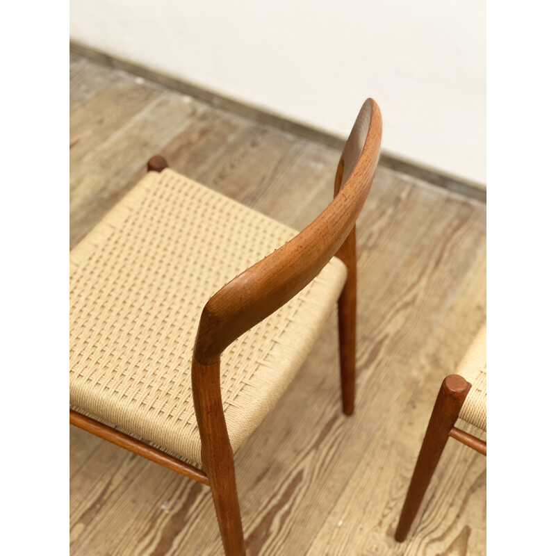 Set of 4 vintage Danish dining chairs model 75 in teak by Niels O. Møller for J.L. Møllers, 1950s