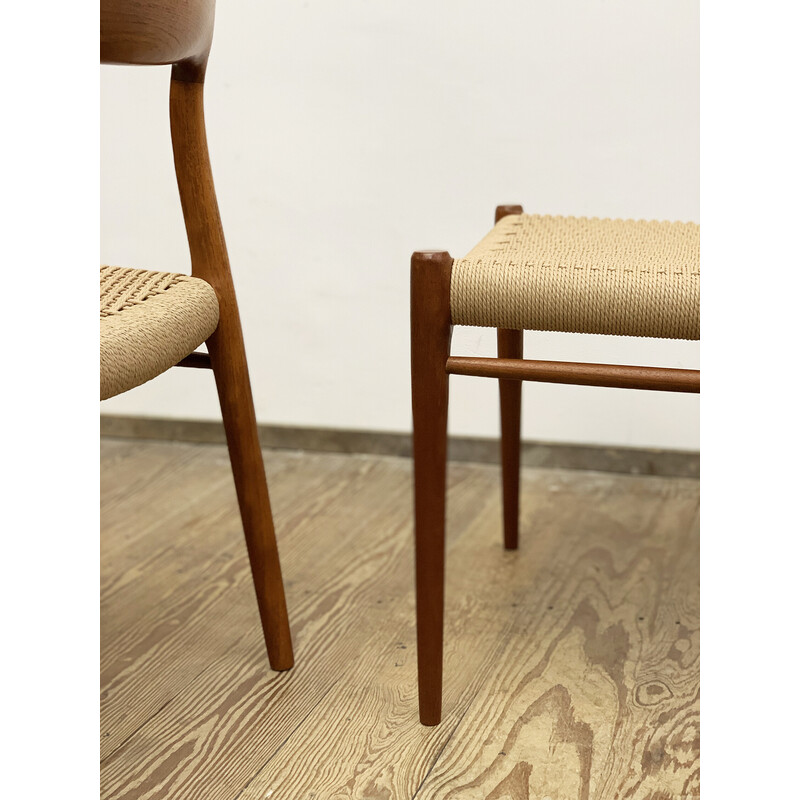 Set of 4 vintage Danish dining chairs model 75 in teak by Niels O. Møller for J.L. Møllers, 1950s