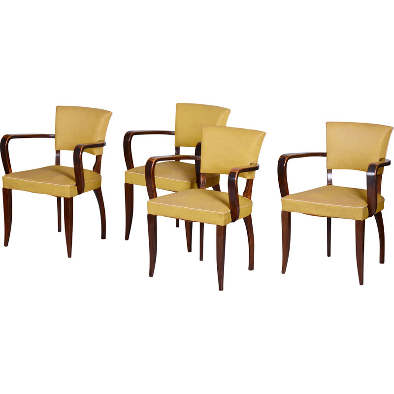 Set van 4 vintage Franse Art Deco stoelen van Architect Jules Leleu, jaren 1930