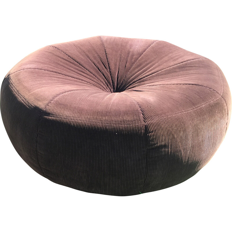 Pouf in velluto a coste vintage, 1970