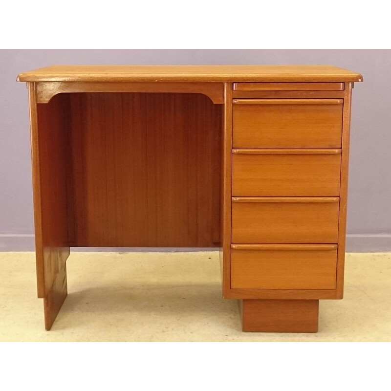 Mid century double face teak small desk - 1950s