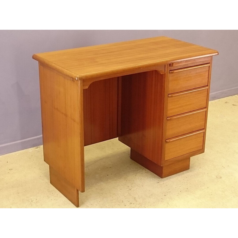 Mid century double face teak small desk - 1950s