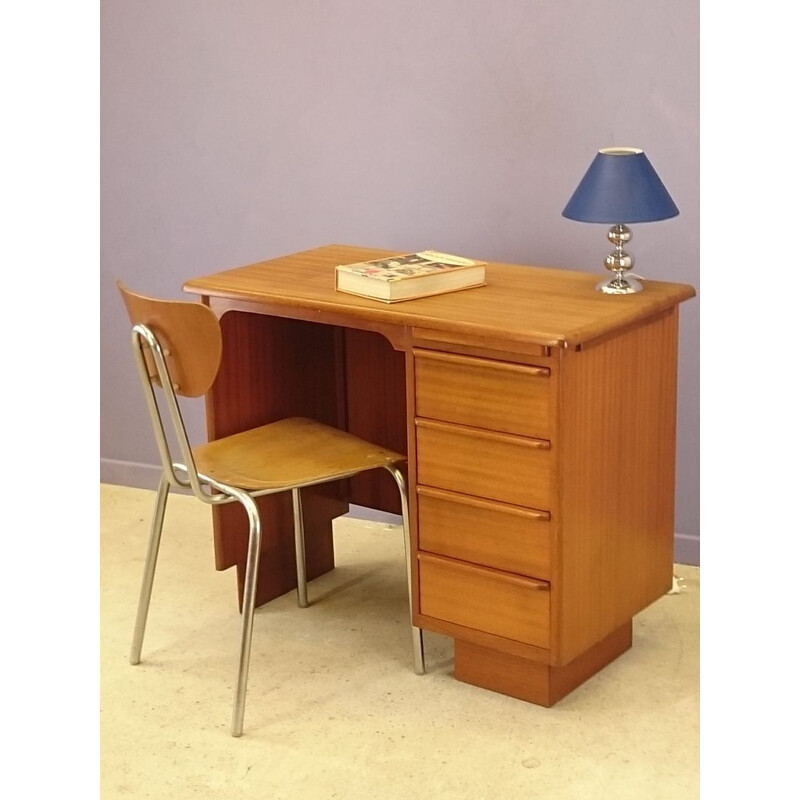 Mid century double face teak small desk - 1950s