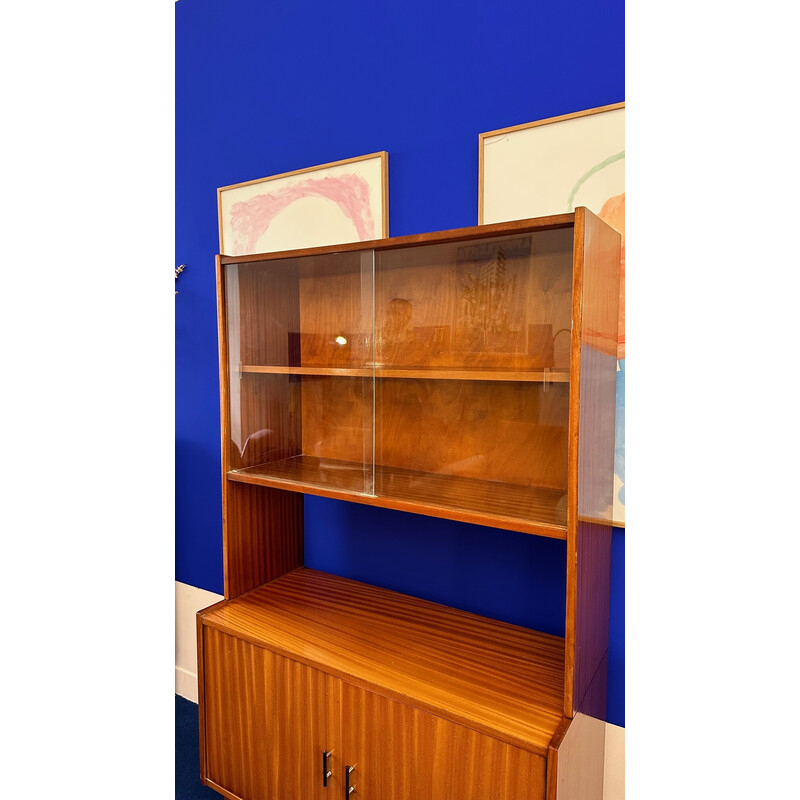 Vintage storage cabinet with display cabinet, Poland 1960s