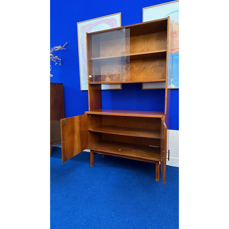 Vintage storage cabinet with display cabinet, Poland 1960s