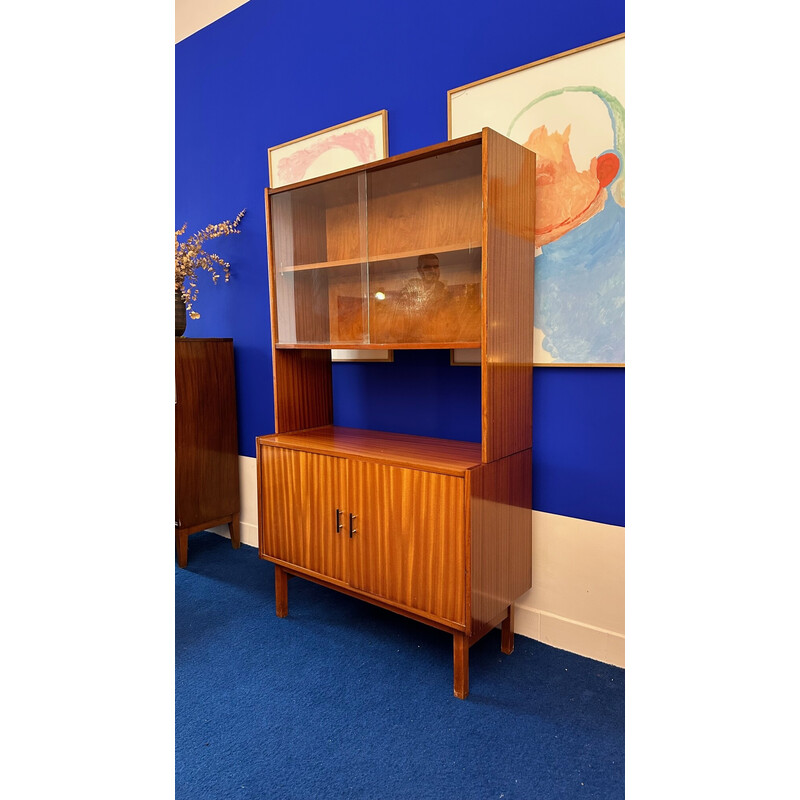 Vintage storage cabinet with display cabinet, Poland 1960s