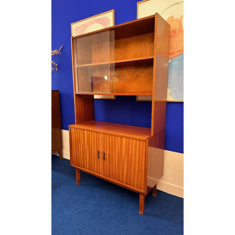 Vintage storage cabinet with display cabinet, Poland 1960s