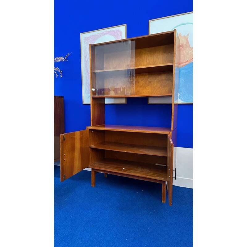 Vintage storage cabinet with display cabinet, Poland 1960s