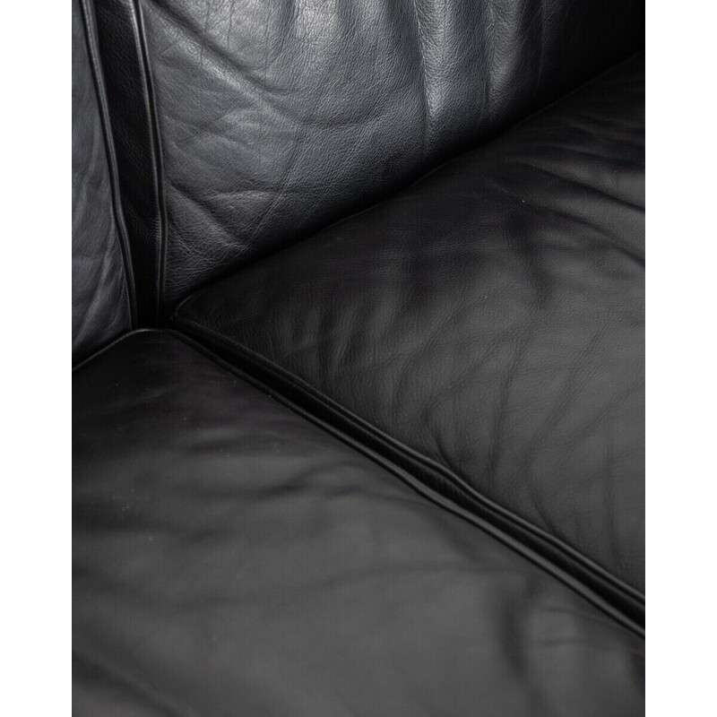 Vintage two-seater sofa in tubular steel and black leather by Mario Bellini for Cassina, 1970s