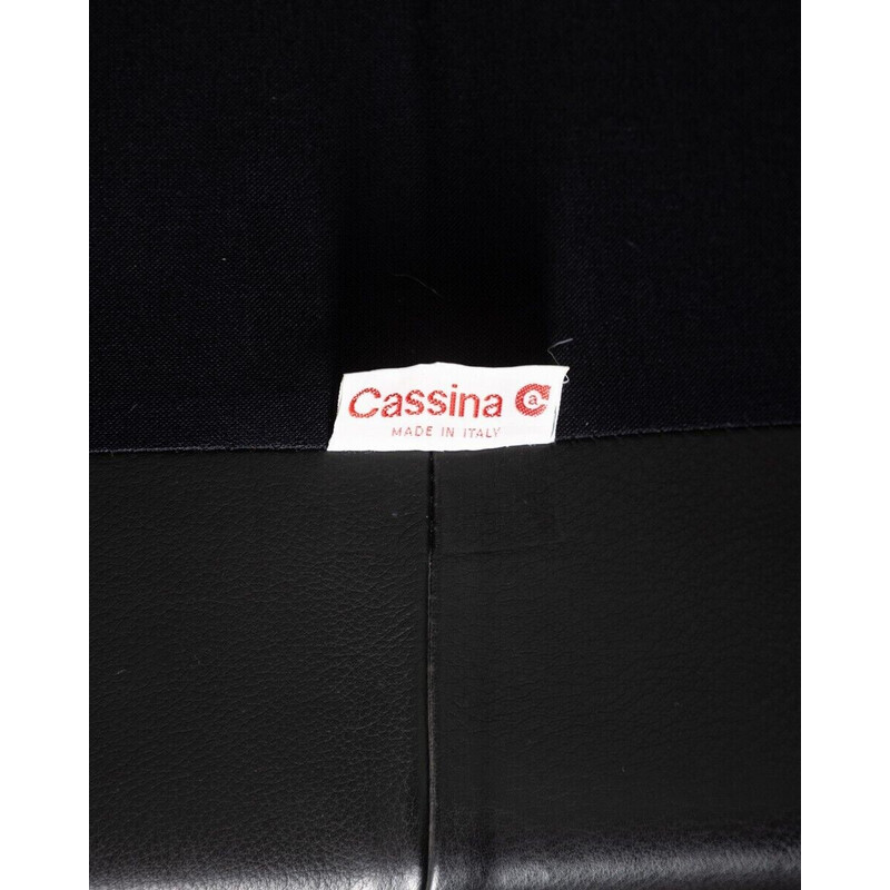 Canapé deux places vintage en acier tubulaire et cuir noir par Mario Bellini pour Cassina, 1970
