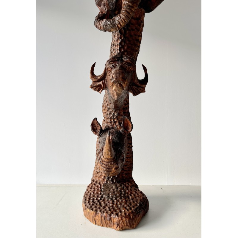 African vintage wood carving Safari animals