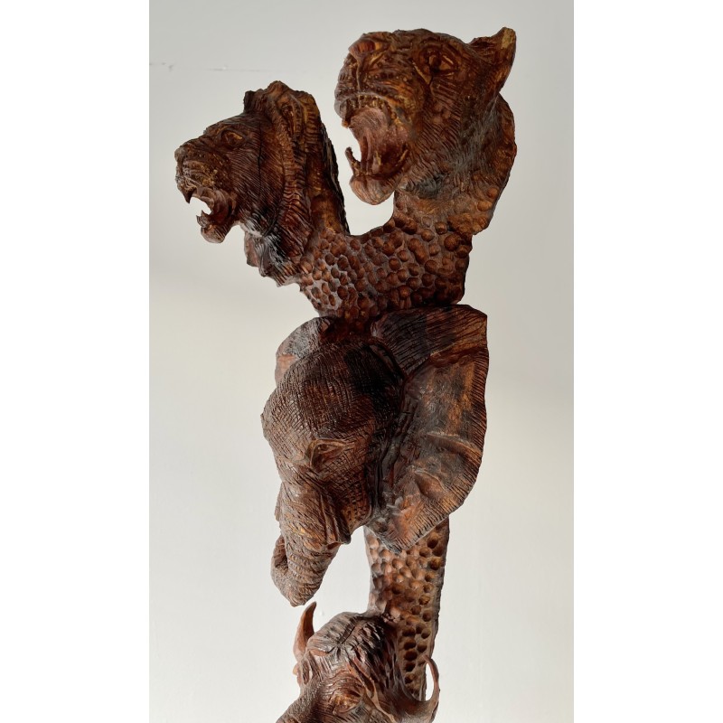 Sculpture Animaux de safari vintage africain sur bois