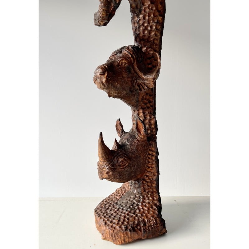 African vintage wood carving Safari animals