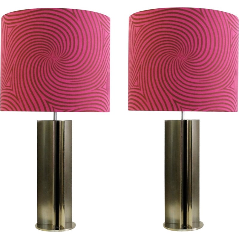 Pair of lamps in chromed metal - 1970s