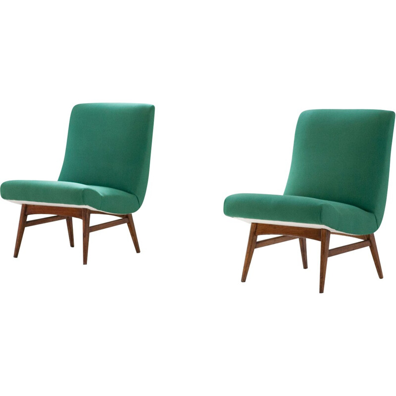 Pair of Danish Green Easy Chairs - 1950s