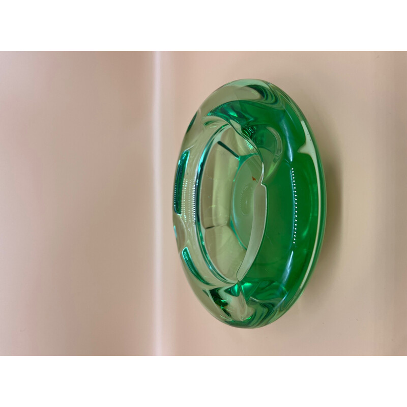 Vintage green Daum crystal ashtray, 1950