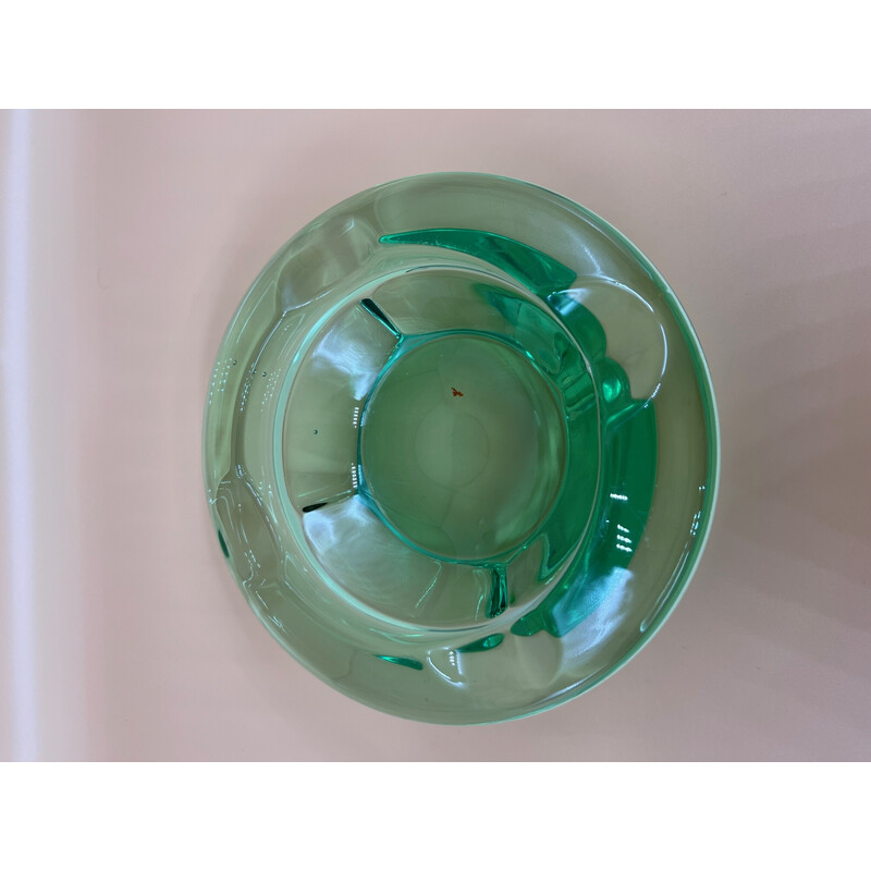 Cenicero vintage de cristal Daum verde, 1950