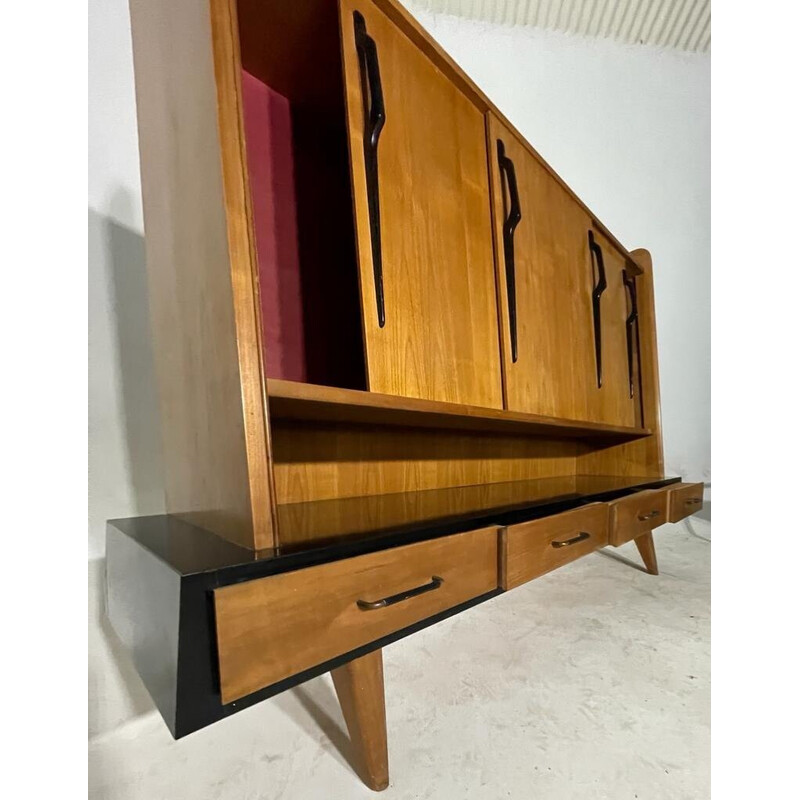 Vintage highboard in light oakwood by Gerard Guermonprez, 1950