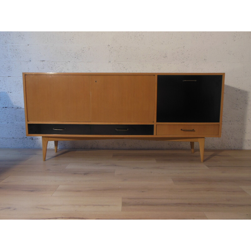 Two-colored sideboard in wood, Charles RAMOS - 1960s