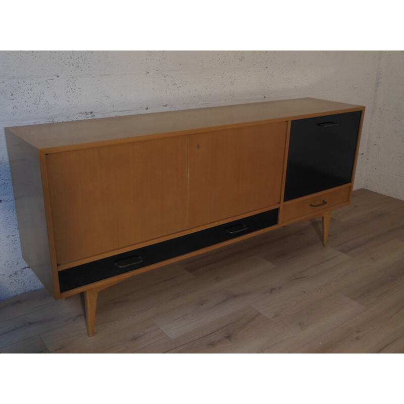 Two-colored sideboard in wood, Charles RAMOS - 1960s