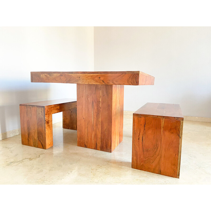 Vintage solid teak wood dining set, Italy 1970