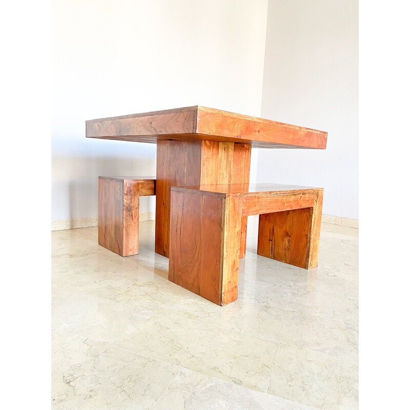 Vintage solid teak wood dining set, Italy 1970