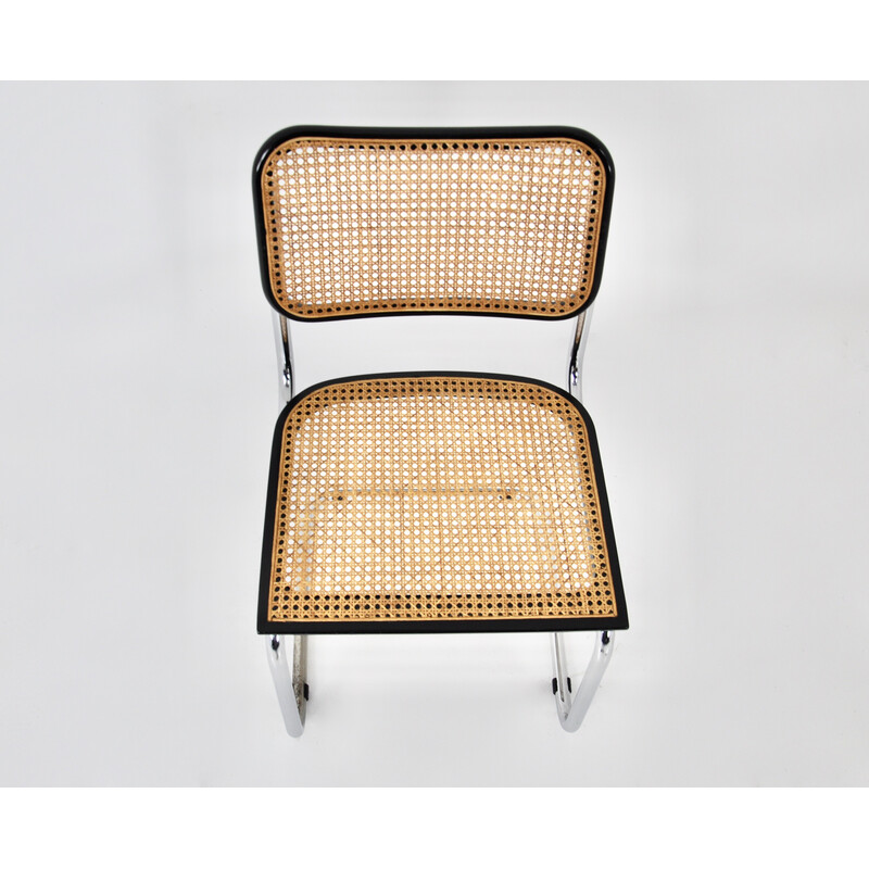 Set of 8 vintage chairs in metal, wood and rattan by Marcel Breuer