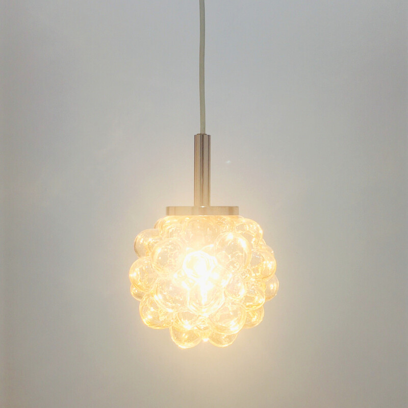 Vintage amber bubble glass pendant lamp by Helena Tynell for Limburg, Germany 1960s