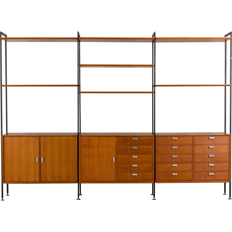 Vintage Italian freestanding modular bookcase in teak, 1970s