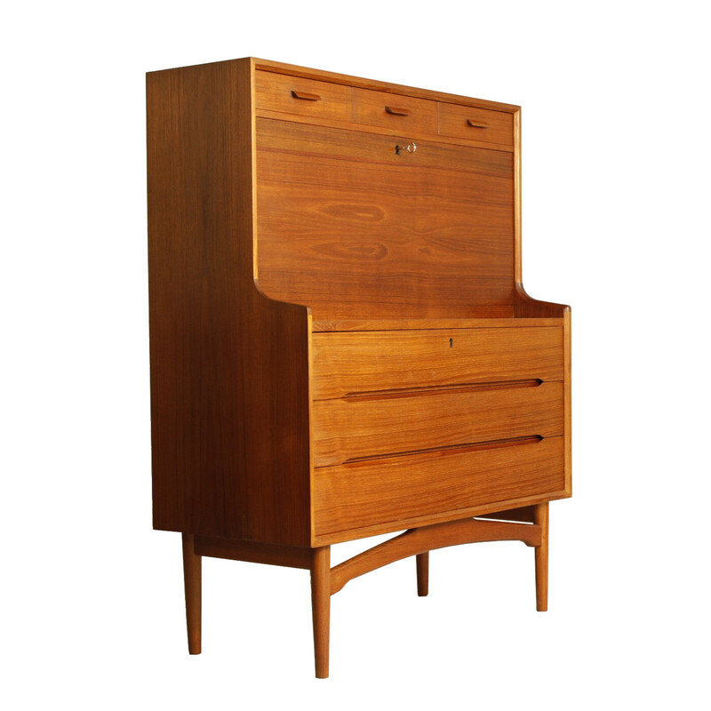 Vintage teak secretary by Arne Wahl Iversen for Vinde Møbelfabrik, Denmark 1950s