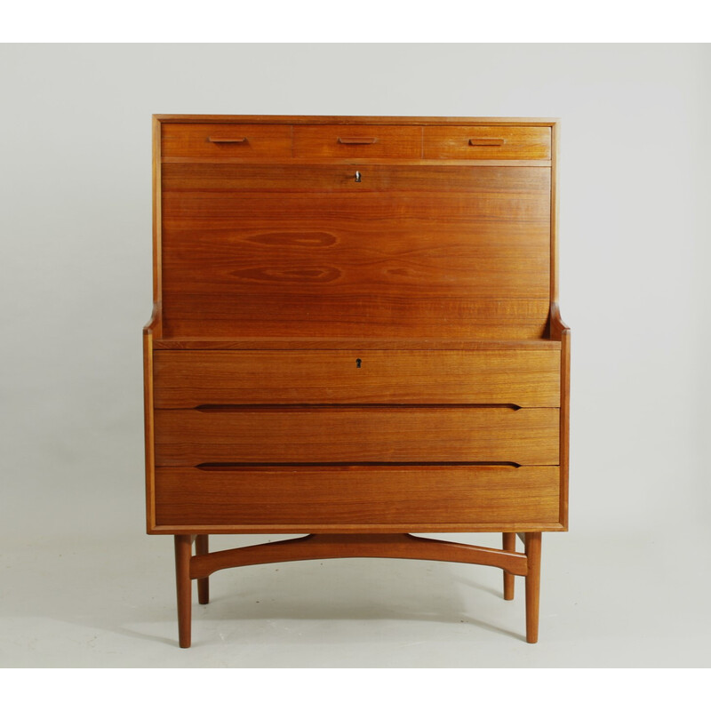 Vintage teak secretary by Arne Wahl Iversen for Vinde Møbelfabrik, Denmark 1950s