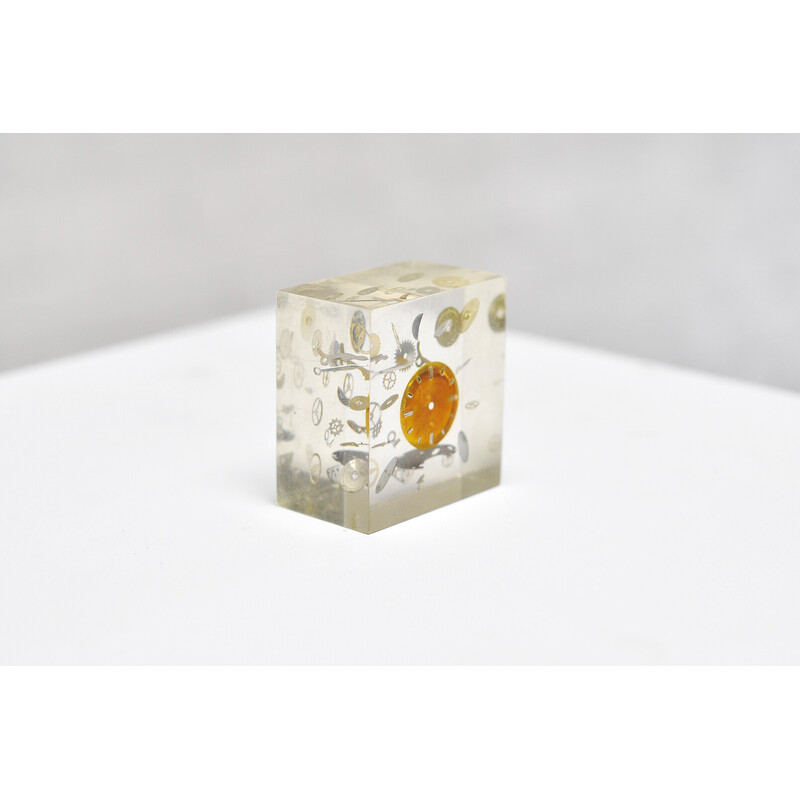 Vintage cubic object in resin and lucite by Pierre Giraudon, France 1970s