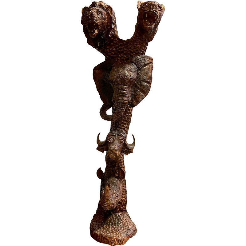Madeira africana de vintage esculpindo animais Safari