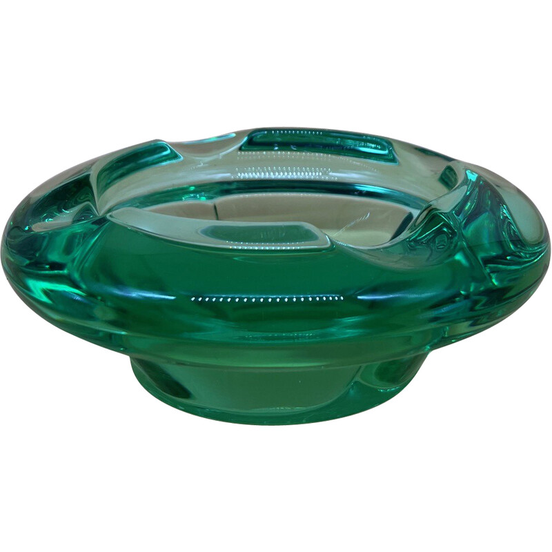 Vintage green Daum crystal ashtray, 1950