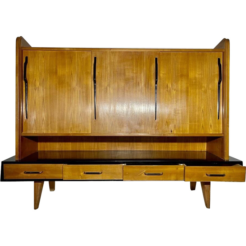 Vintage highboard in light oakwood by Gerard Guermonprez, 1950