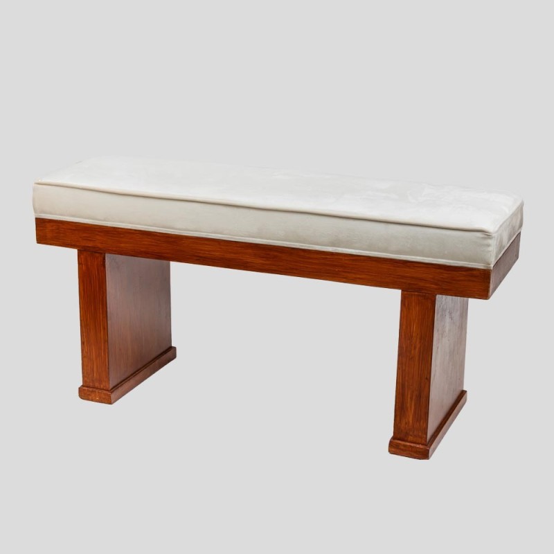 Pair of vintage benches in wood and velvet, Italy 1930-1940