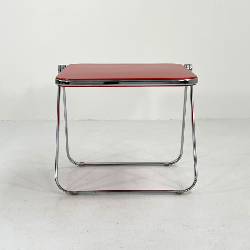 Vintage perspex e mesa dobrável de aço por Giancarlo Piretti para Anonima Castelli, 1970s