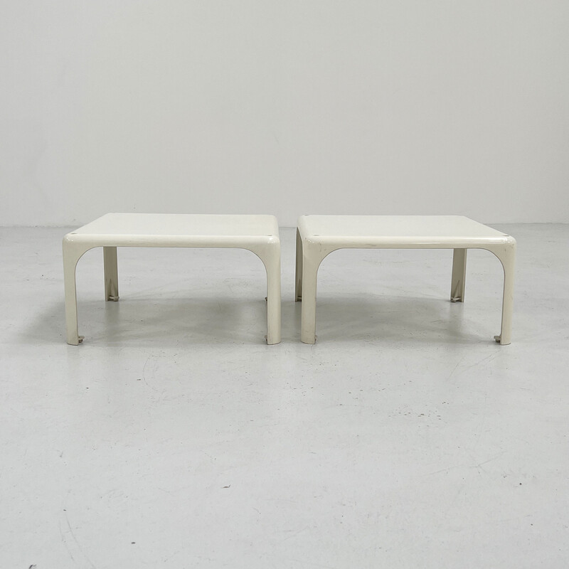 Pair of vintage white Demetrio 45 side tables by Vico Magistretti for Artemide, 1970s