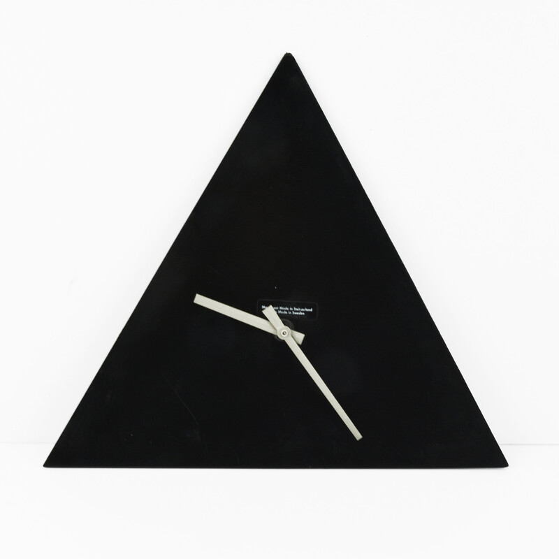 Vintage triangular wall clock by Scholer, Switzerland 1980s