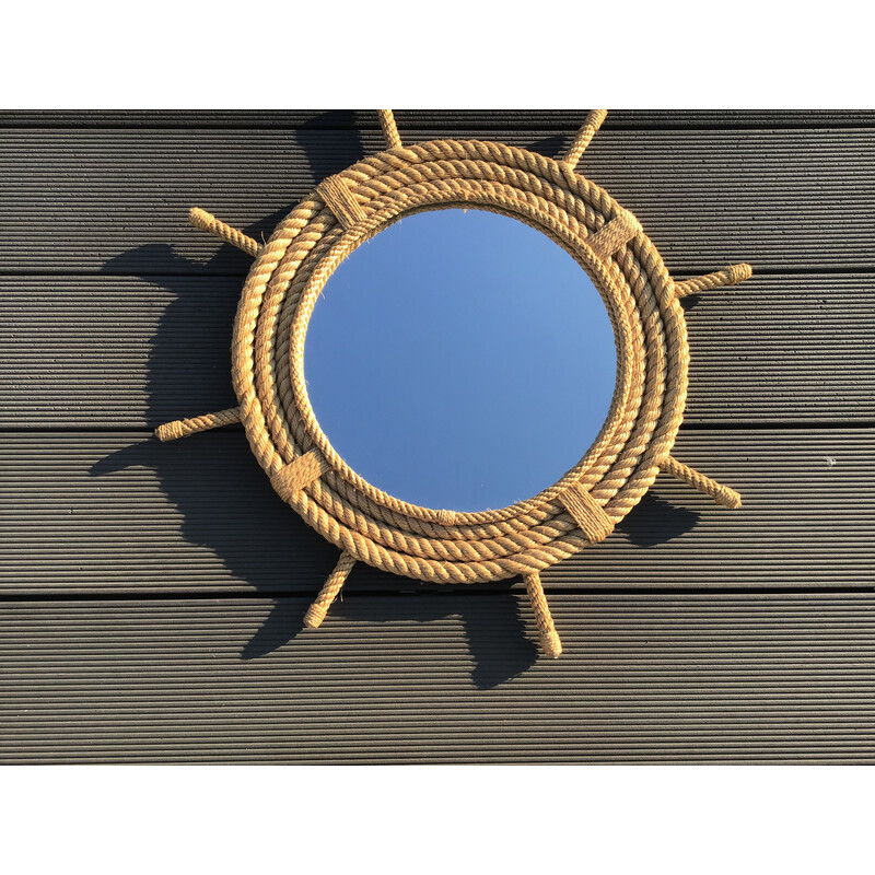 Vintage rope mirror by Audoux-Minet