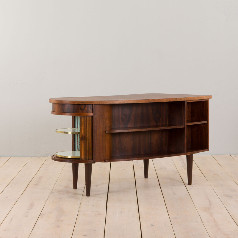 Dänischer Schreibtisch aus der Mitte des Jahrhunderts aus Palisanderholz mit Barfach von Kai Kristiansen, 1950er Jahre