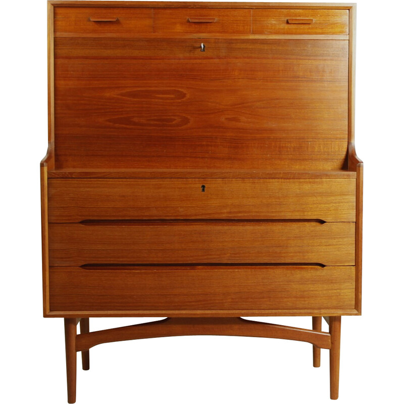 Vintage teak secretary by Arne Wahl Iversen for Vinde Møbelfabrik, Denmark 1950s