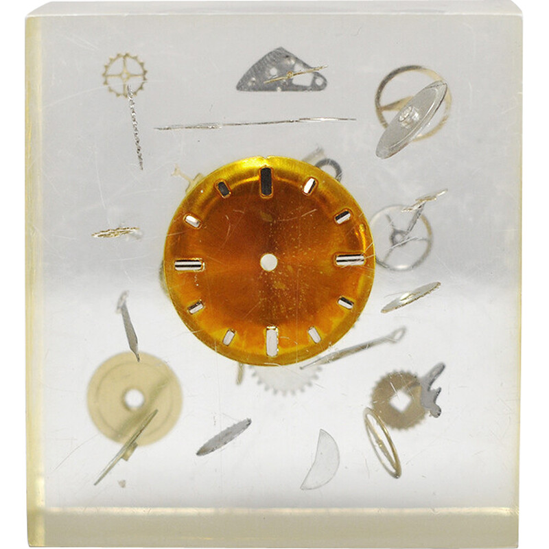 Objeto cúbico vintage en resina y lucita de Pierre Giraudon, Francia años 70
