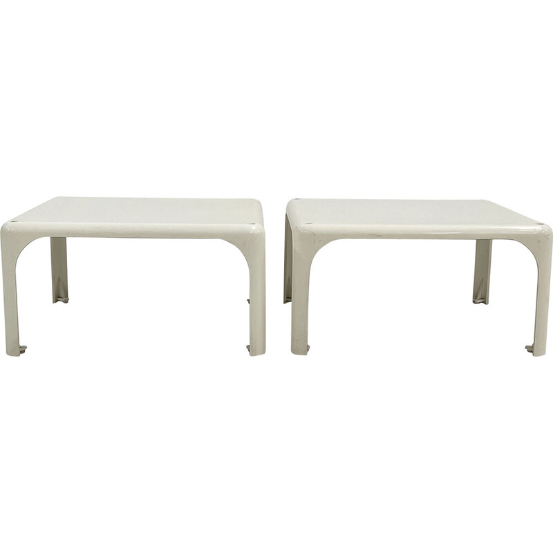 Pair of vintage white Demetrio 45 side tables by Vico Magistretti for Artemide, 1970s