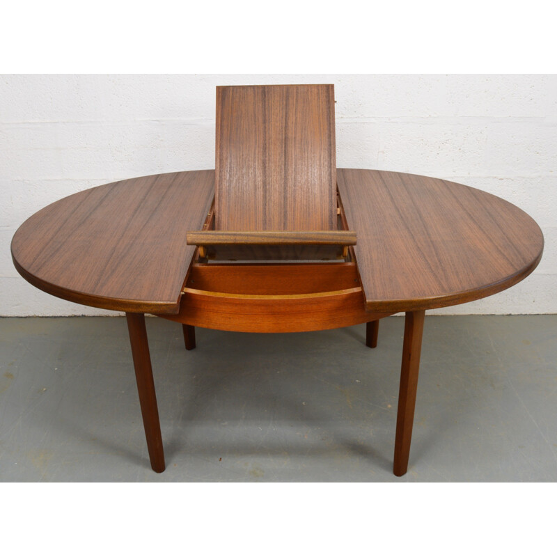 Mid-Century Circular Teak Extendable Table by Nathan - 1960s