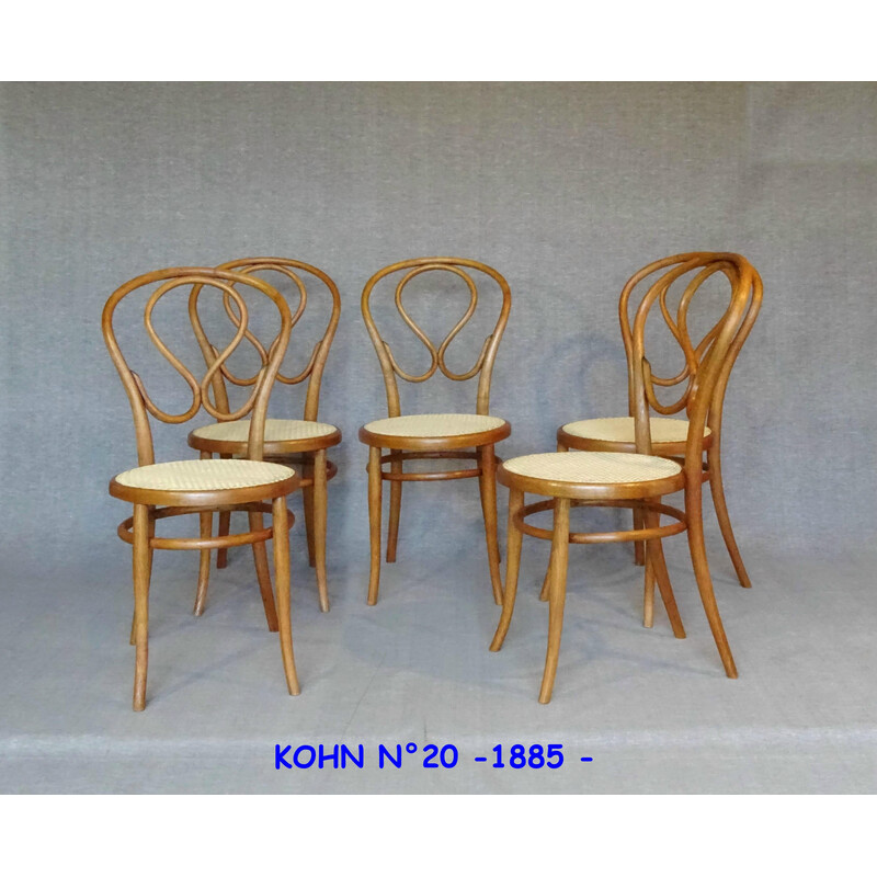 Set di 5 sedie vintage n 20 di Kohn