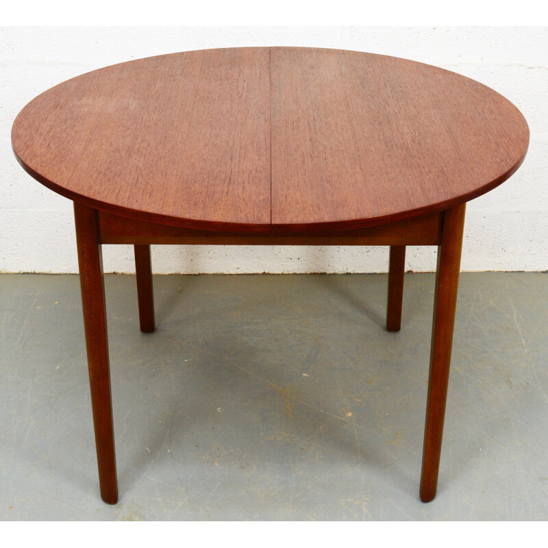 Mid century Circular Compact Teak Extendable Table - 1960s