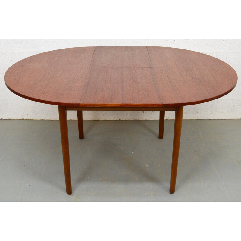 Mid century Circular Compact Teak Extendable Table - 1960s